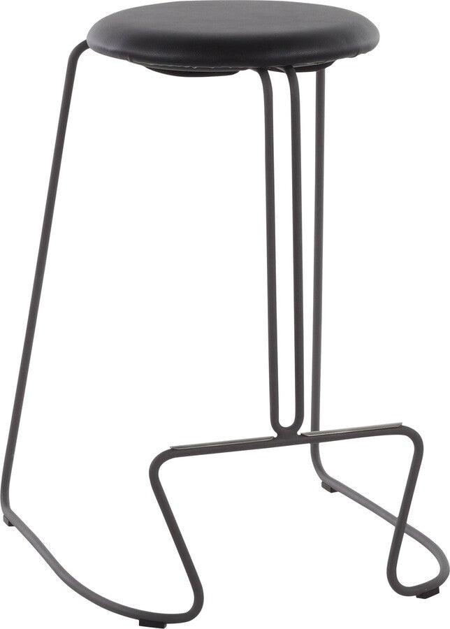 Lumisource Barstools - Finn Contemporary Counter Stool in Grey Steel and Black Faux Leather - Set of 2