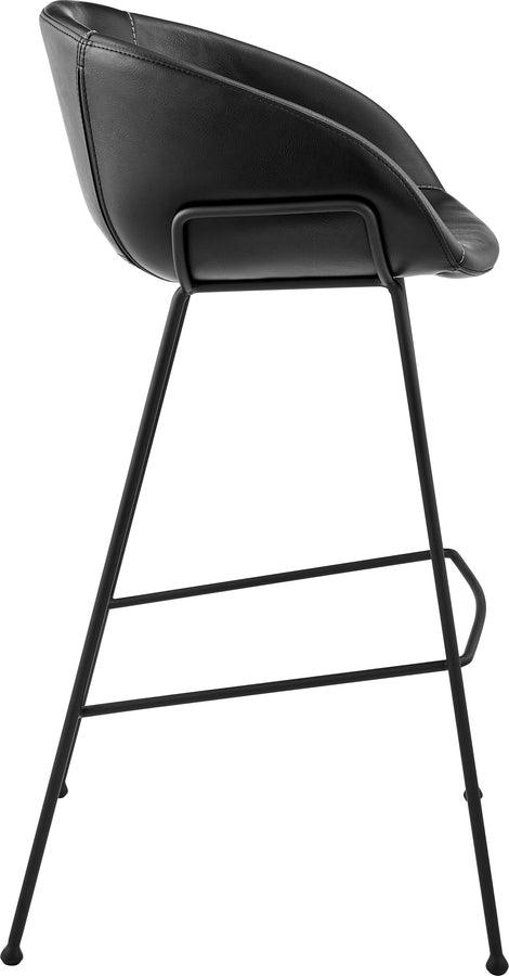 Euro Style Barstools - Zach Bar Stool with Black Leatherette and Matte Black Powder Coated Steel Frame and Legs - Set of 2