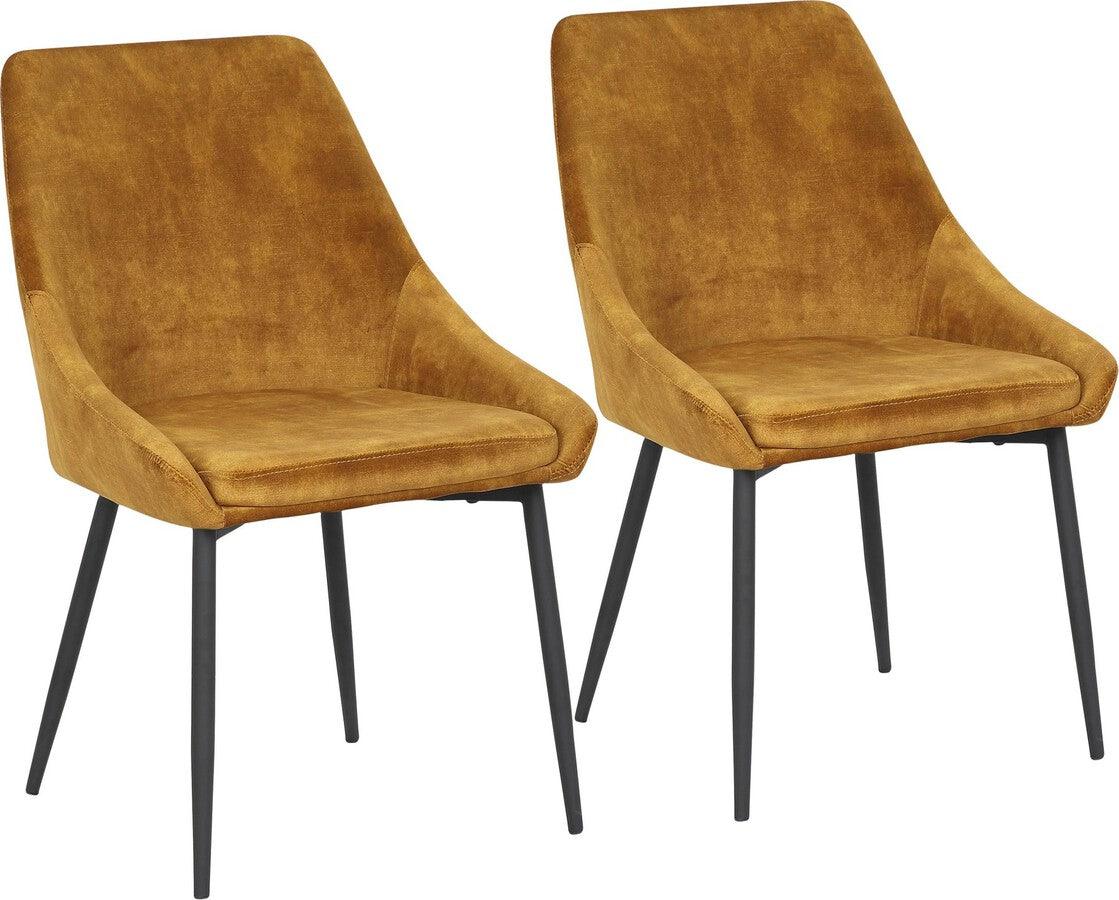Lumisource Dining Chairs - Diana Contemporary Chair in Black Metal & Golden Yellow Velvet - Set of 2