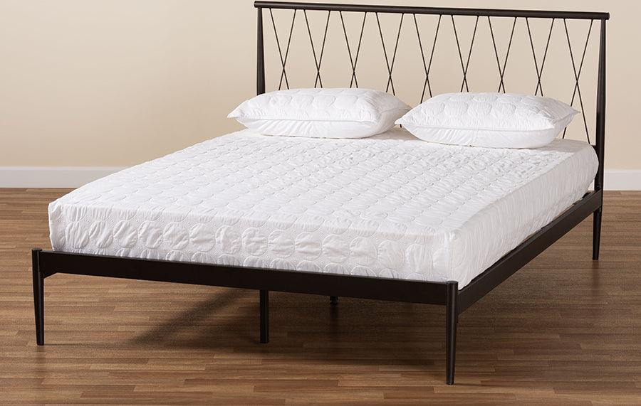 Wholesale Interiors Beds - Nano Modern and Contemporary Black Finished Metal Queen Size Platform Bed