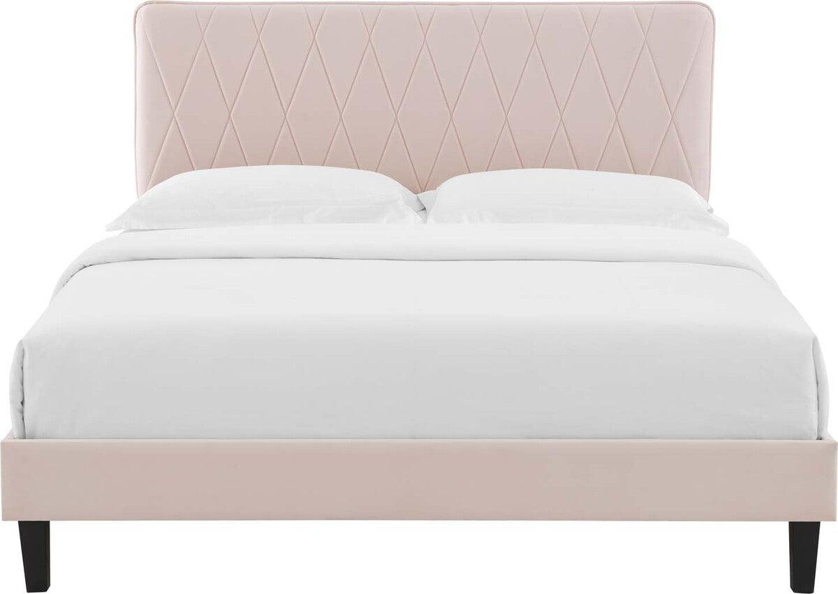 Modway Beds - Phillipa Performance Velvet Full Platform Bed Pink