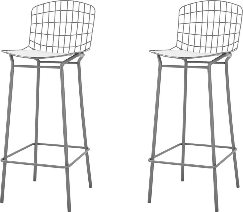 Manhattan Comfort Barstools - Madeline 41.73" Barstool, Set of 2 with Seat Cushion in Charcoal Grey and White