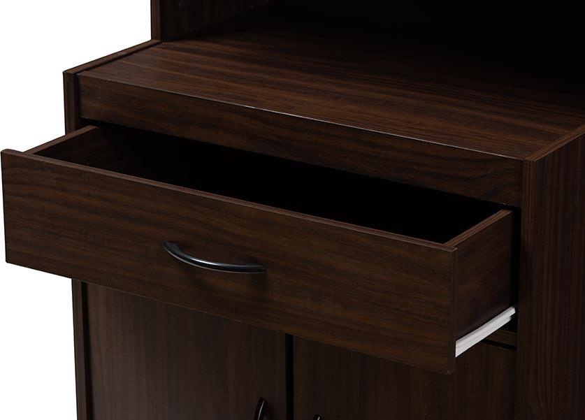 Wholesale Interiors Kitchen Storage & Organization - Tannis Modern and Contemporary Dark Walnut Finished Kitchen Cabinet