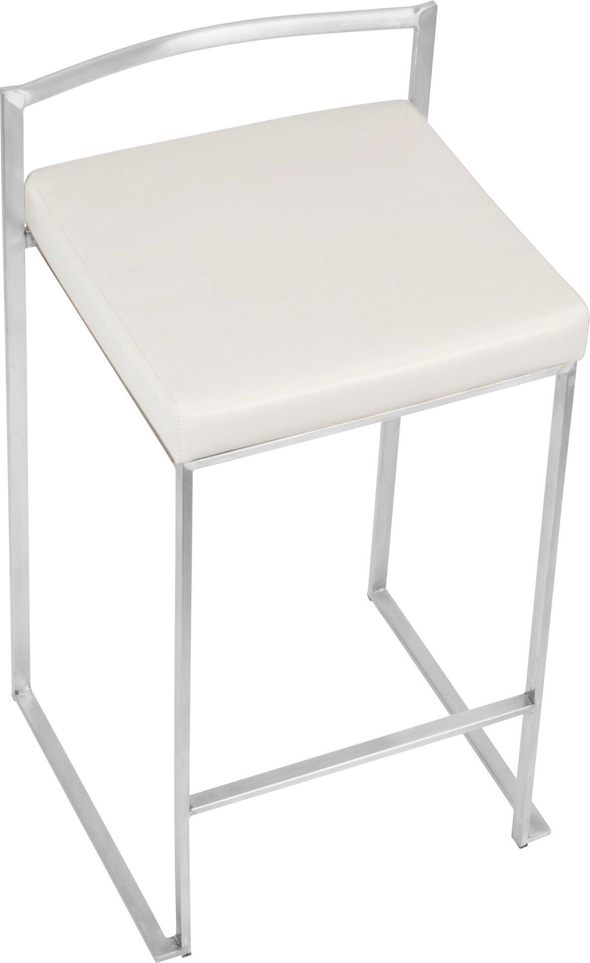 Lumisource Barstools - Fuji Stacker Counter Stool White (Set of 2)