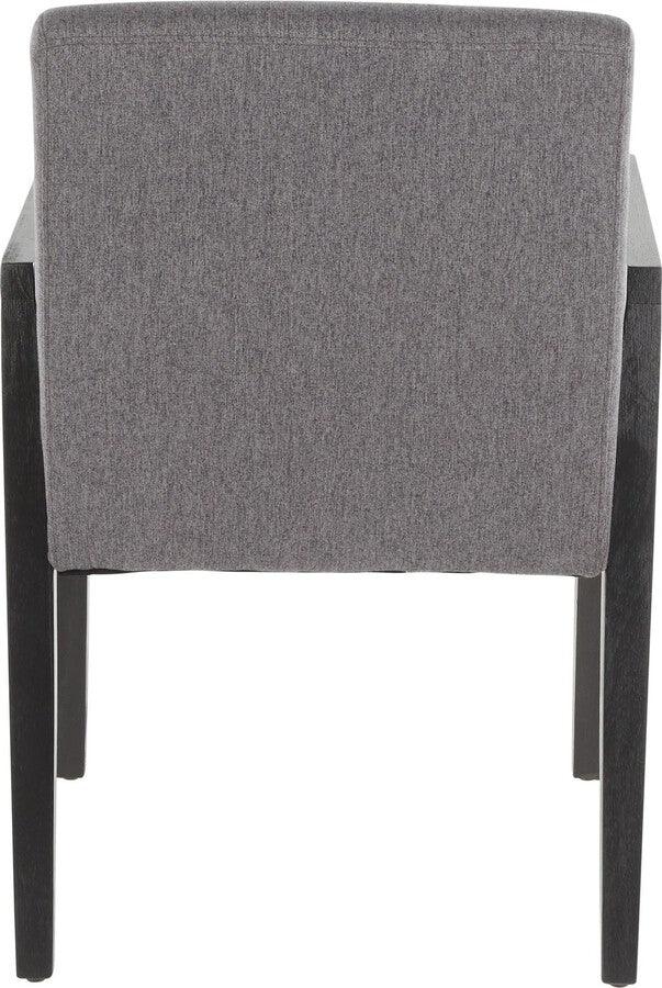 Lumisource Dining Chairs - Carmen Contemporary Arm Chair in Black Wood and Grey Fabric - Set of 2