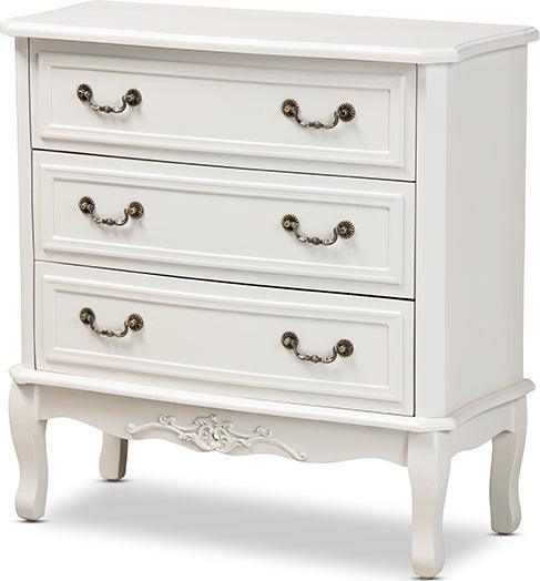 Wholesale Interiors Buffets & Cabinets - Gabrielle Traditional French Country Provincial White-Finished 3-Drawer Wood Storage Cabinet