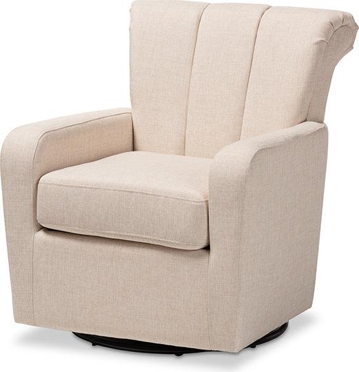 Wholesale Interiors Accent Chairs - Rayner Modern And Contemporary Beige Fabric Upholstered Swivel Chair