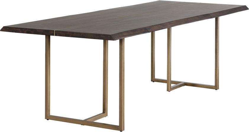 SUNPAN Dining Tables - Donnelly Dining Table - Antique Brass - Dark Mango - 95" Brown