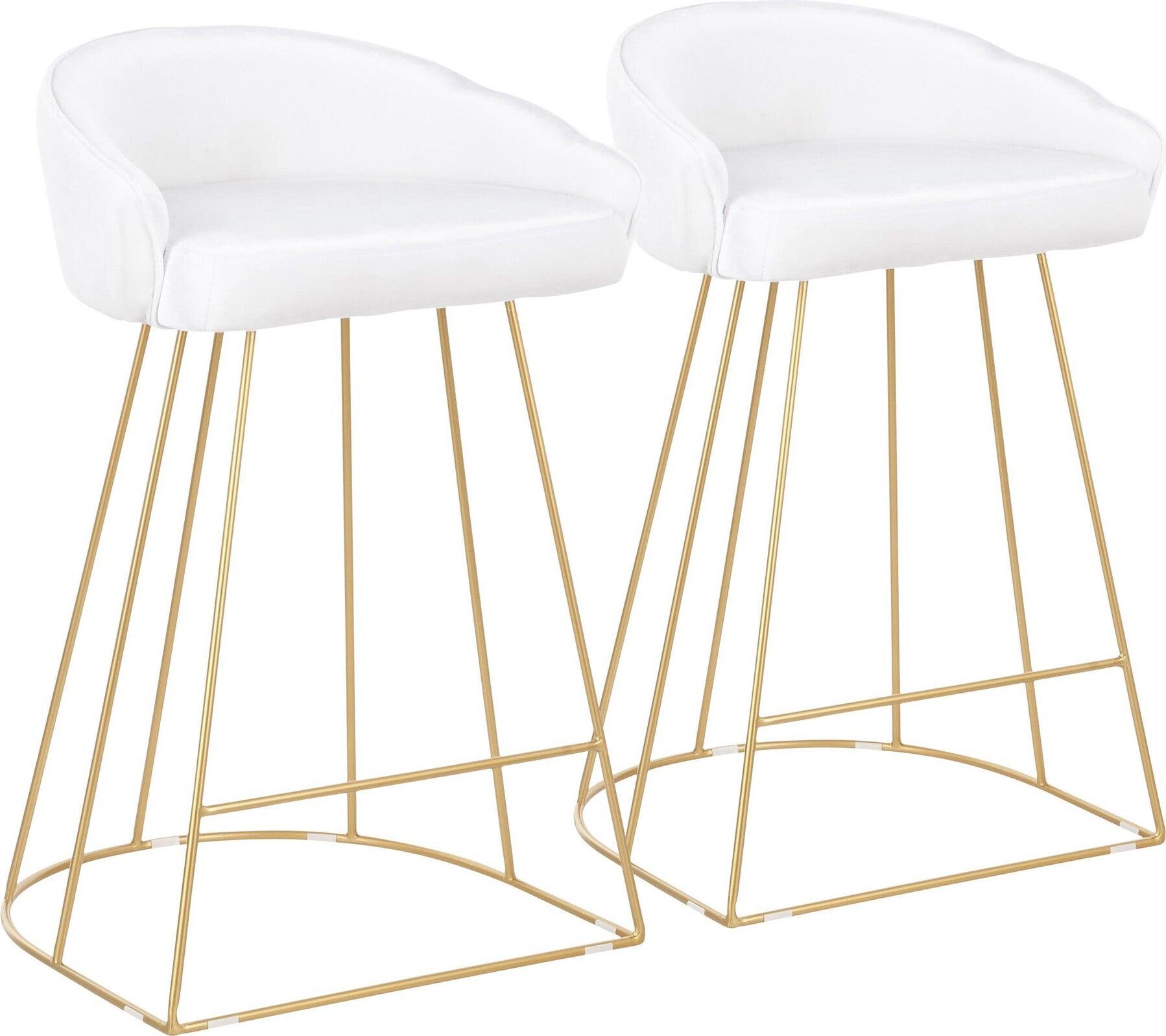 Lumisource Barstools - Canary Counter Stool (Set of 2) Gold & White Velvet