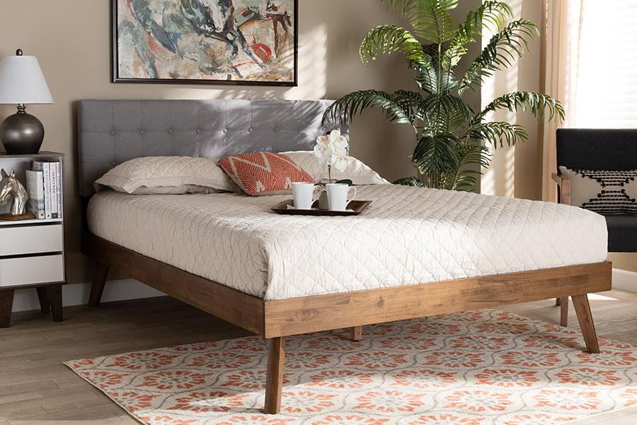Wholesale Interiors Beds - Devan Queen Bed Light Gray & Walnut