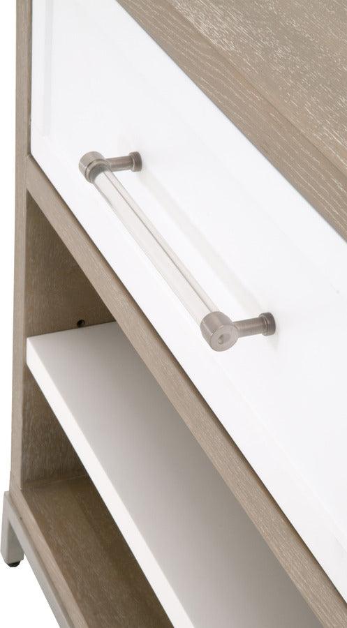 Essentials For Living Nightstands & Side Tables - Wrenn 1-Drawer Nightstand Natural Gray Acacia, Matte White, Brushed Stainless Steel