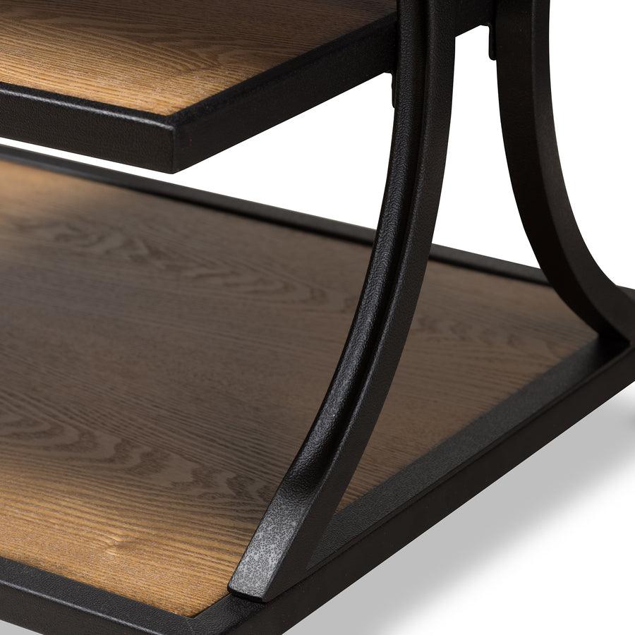 Wholesale Interiors Side & End Tables - Lancashire Style Oak Brown Finished Wood & Black Finished Metal End Table