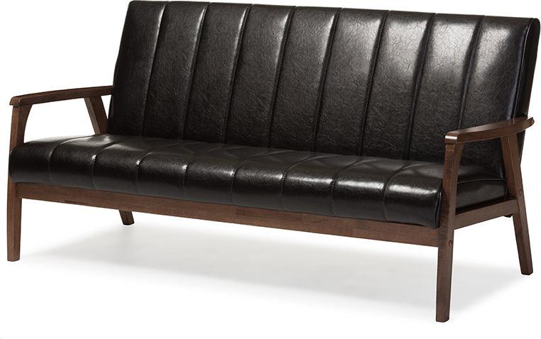 Wholesale Interiors Sofas & Couches - Nikko Faux Leather 3-Seater SofaDark Brown