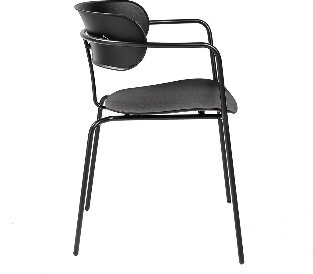 Euro Style Dining Chairs - Paris Stacking Armchair in Black with Black Legs - Set of 4