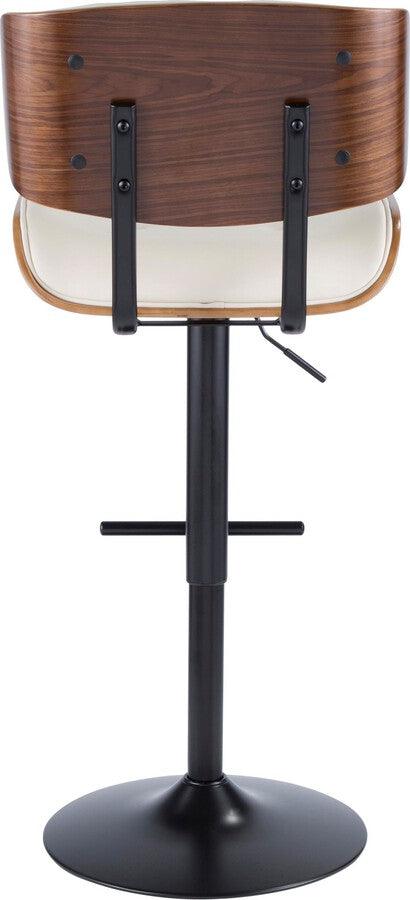 Lumisource Barstools - Lombardi Adjustable Barstool With Swivel In Walnut With Cream Faux Leather (Set of 2)