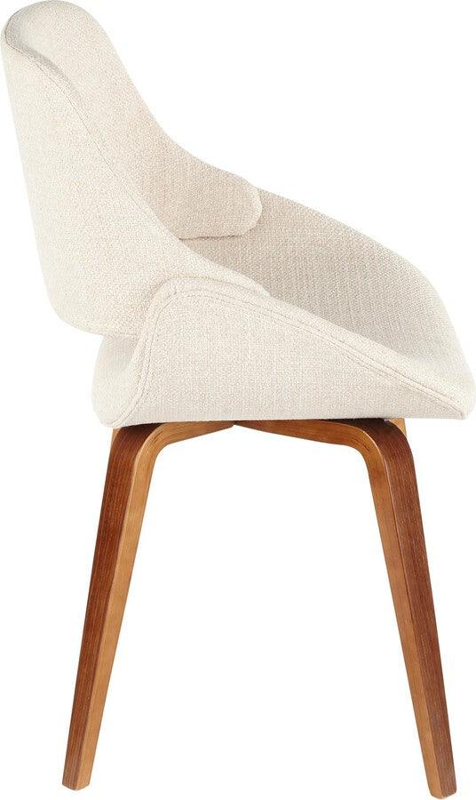 Lumisource Dining Chairs - Fabrico Mid-Century Modern Dining/Accent Chair in Walnut & Cream Noise Fabric - Set of 2
