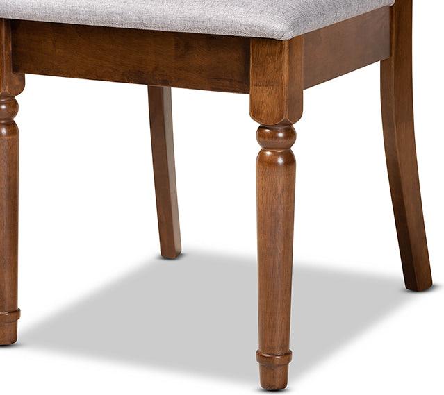 Wholesale Interiors Dining Sets - Lucie Grey Fabric Upholstered and Walnut Brown Finished Wood 7-Piece Dining Set