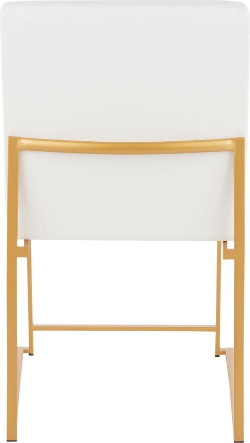 Lumisource Dining Chairs - High Back Fuji Contemporary Dining Chair in Gold and White Faux Leather - Set of 2