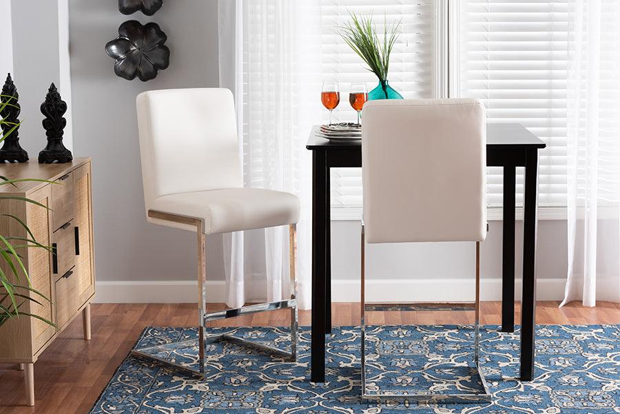 Wholesale Interiors Barstools - Toulan Counter Stool White (Set of 2)