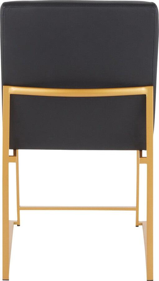 Lumisource Dining Chairs - High Back Fuji Contemporary Dining Chair In Gold & Black Faux Leather (Set of 2)