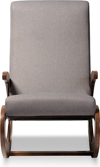 Wholesale Interiors Rocking Chairs - Kaira Modern And Contemporary Gray Fabric Upholstered And Walnut-Finished Wood Rocking Chair