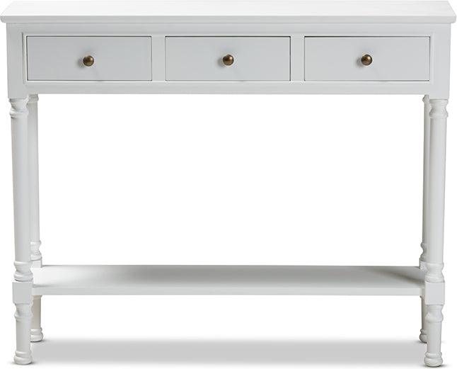 Wholesale Interiors Consoles - Calvin Classic French Farmhouse White Finished Wood 3-Drawer Entryway Console Table