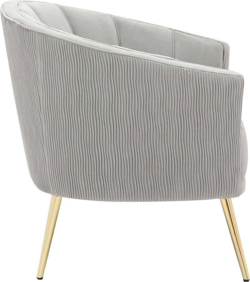 Lumisource Accent Chairs - Tania Pleated Waves Contemporary/Glam Accent Chair In Gold Steel & Silver Velvet