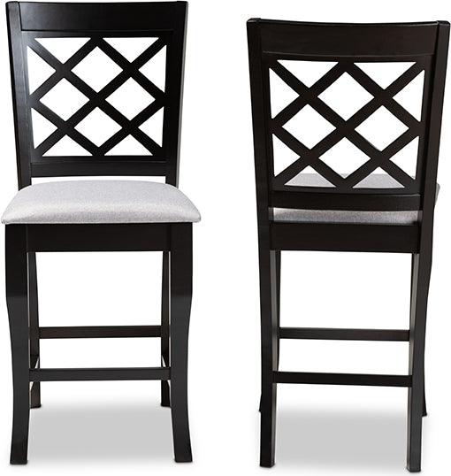 Wholesale Interiors Barstools - Alora Grey Fabric Upholstered Espresso Brown Finished 2-Piece Wood Counter Stool Set Of 4