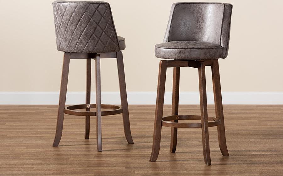 Wholesale Interiors Barstools - Adams Bar Stool Gray & Walnut Brown
