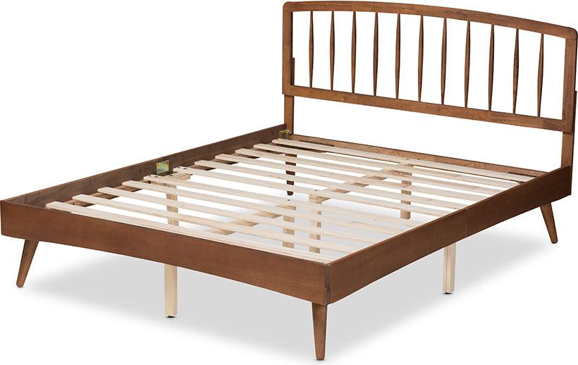 Wholesale Interiors Beds - Paton Mid-Century Modern Walnut Brown Finished Wood King Size Platform Bed