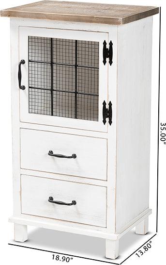 Wholesale Interiors Buffets & Cabinets - Faron Two-Tone Distressed White and Oak Brown Finished Wood 2-Drawer Storage Cabinet