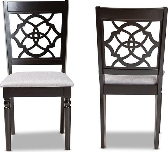 Wholesale Interiors Dining Chairs - Renaud Contemporary Grey Fabric and Brown Wood 2-Piece Dining Chair Set