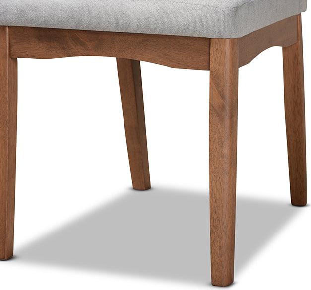 Wholesale Interiors Dining Chairs - Tara Mid-Century Modern Grey Fabric and Brown Wood 2-Piece Dining Chair Set