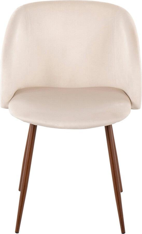 Lumisource Dining Chairs - Fran Contemporary Dining/Accent Chair In Walnut With Cream Velvet (Set of 2)