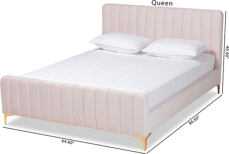 Wholesale Interiors Beds - Nami King Bed Light pink & Gold
