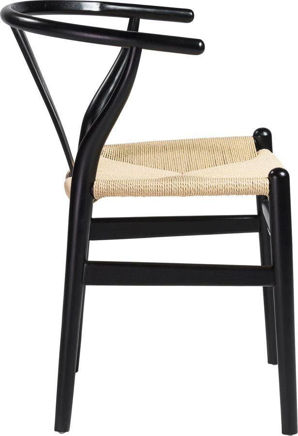 Euro Style Dining Chairs - Evelina Side Chair in Black with Natural Rush Seat - Set of 2
