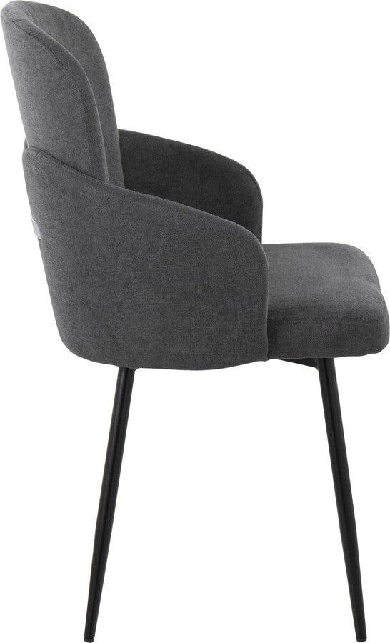 Lumisource Dining Chairs - Dahlia Contemporary Dining Chair In Black Metal & Grey Fabric With Chrome Accent (Set of 2)