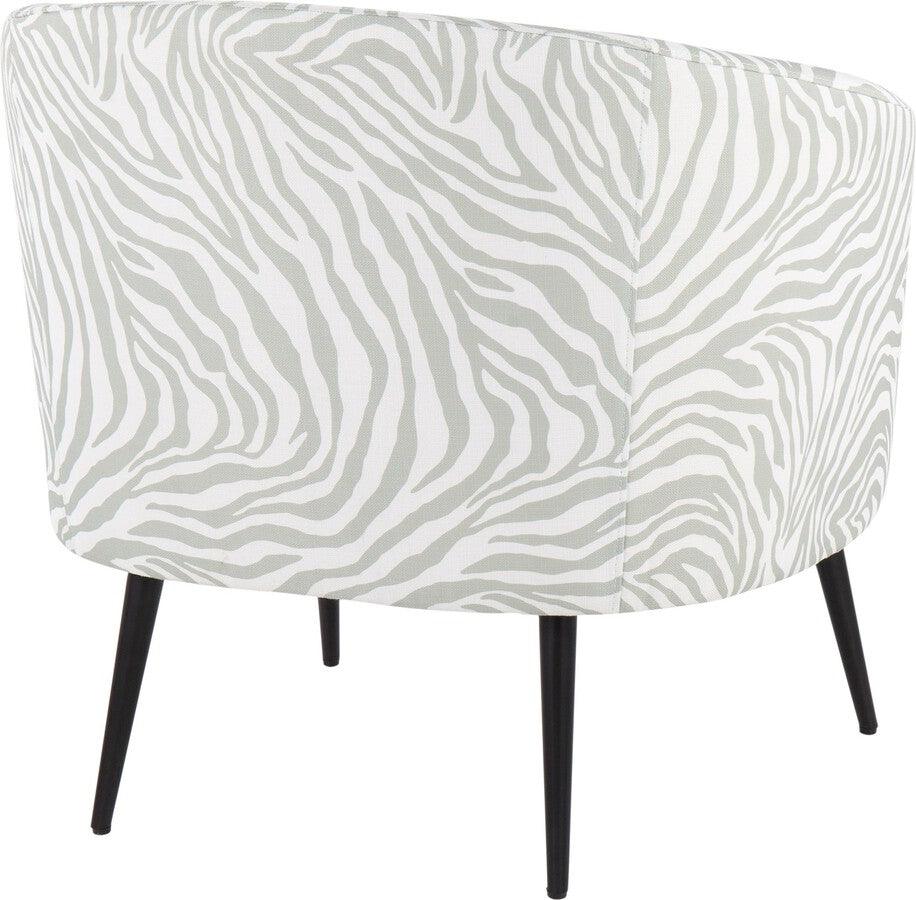Lumisource Accent Chairs - Tania Contemporary/Glam Accent Chair In Black Steel & Light Green Zebra Fabric