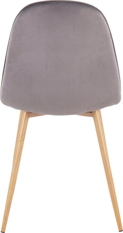Lumisource Accent Chairs - Pebble Contemporary Chair In Natural Wood Metal & Grey Velvet (Set of 2)