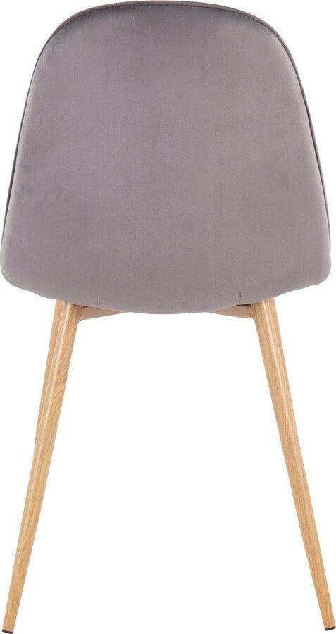 Lumisource Accent Chairs - Pebble Contemporary Chair In Natural Wood Metal & Grey Velvet (Set of 2)