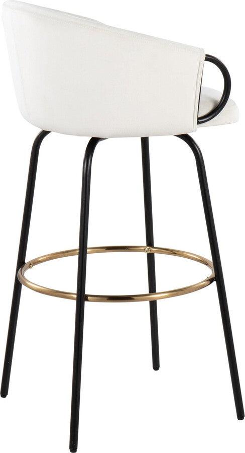 Lumisource Barstools - Claire /Glam Barstool In Black Metal & Cream Velvet With Gold Metal Footrest (Set of 2)