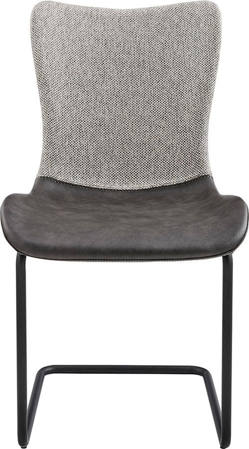 Euro Style Dining Chairs - Juni Side Chair in Light Gray Fabric and Dark Gray Leatherette with Matte Black Base - Set of 2