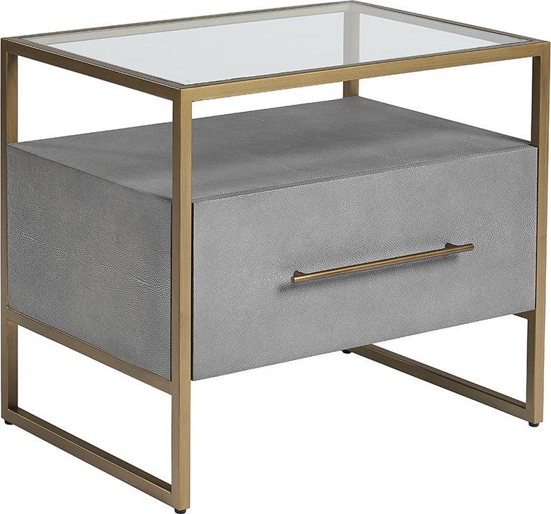 SUNPAN Nightstands & Side Tables - Venice Nightstand - Grey Shagreen Gray