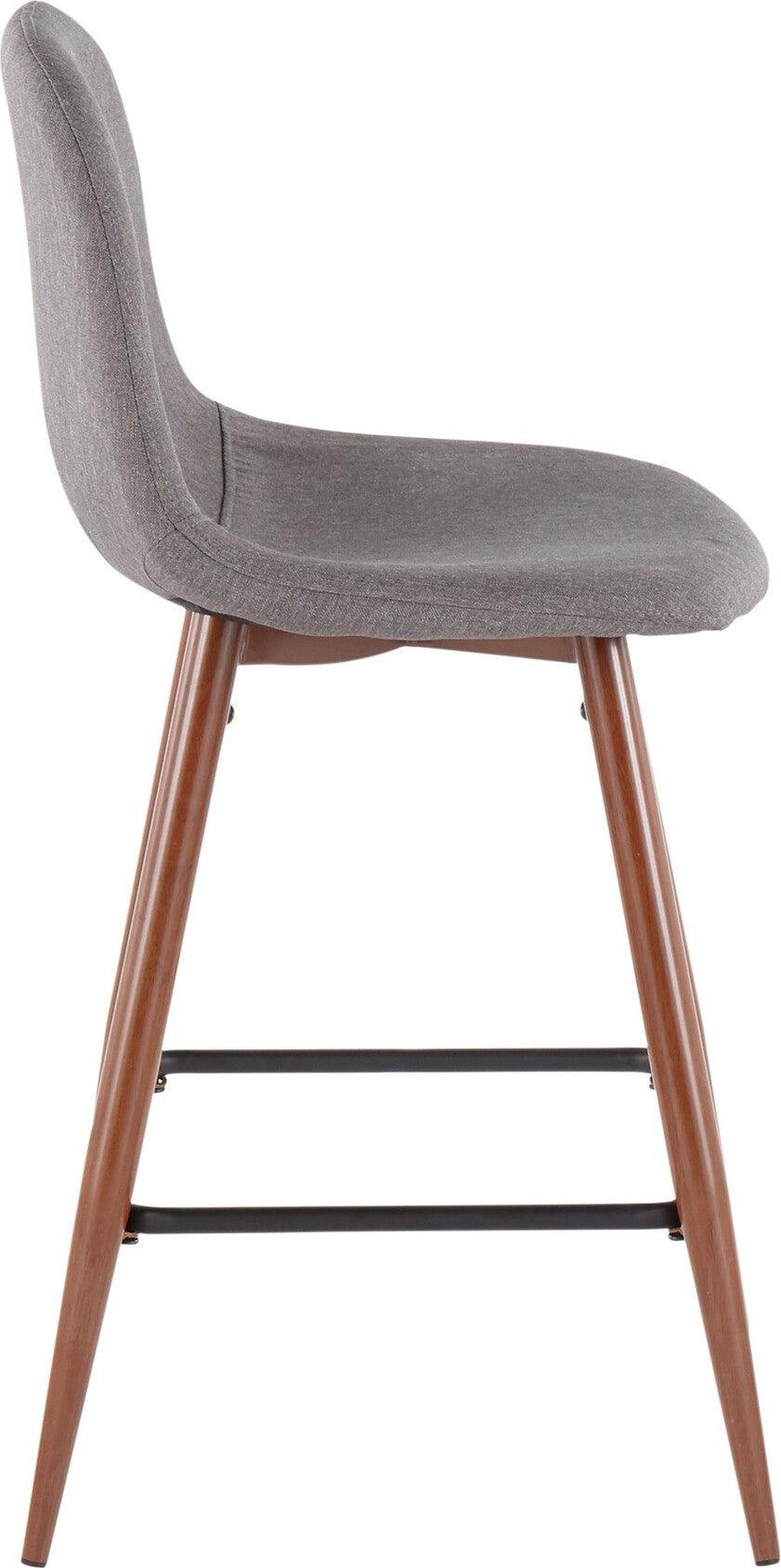 Lumisource Barstools - Pebble Counter Stool Walnut & Charcoal (Set of 2)