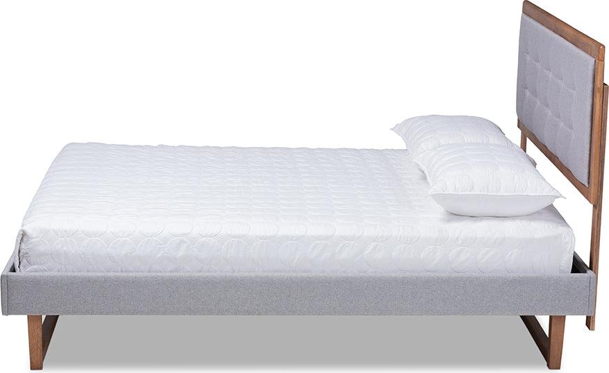 Wholesale Interiors Beds - Livinia Queen Bed Light Gray & Ash walnut