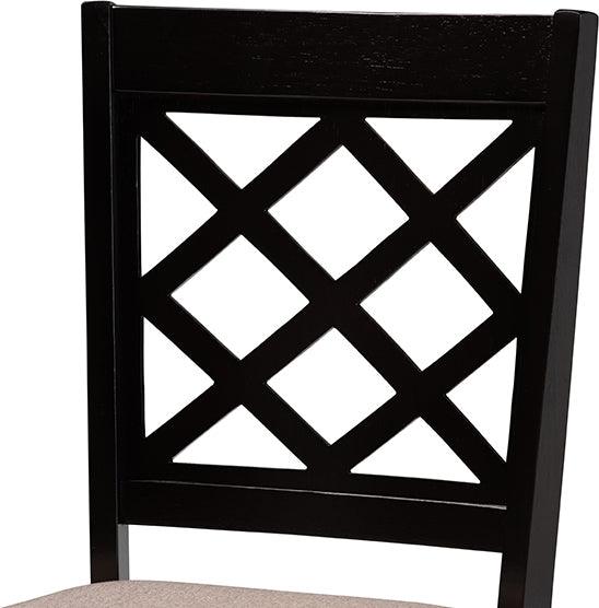 Wholesale Interiors Dining Chairs - Verner Contemporary Sand Fabric Brown Finished 2-Piece Wood Dining Chair Set