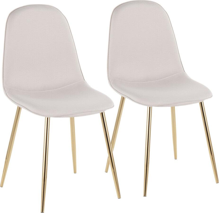 Lumisource Dining Chairs - Pebble Contemporary Chair in Gold Steel and Beige Fabric - Set of 2