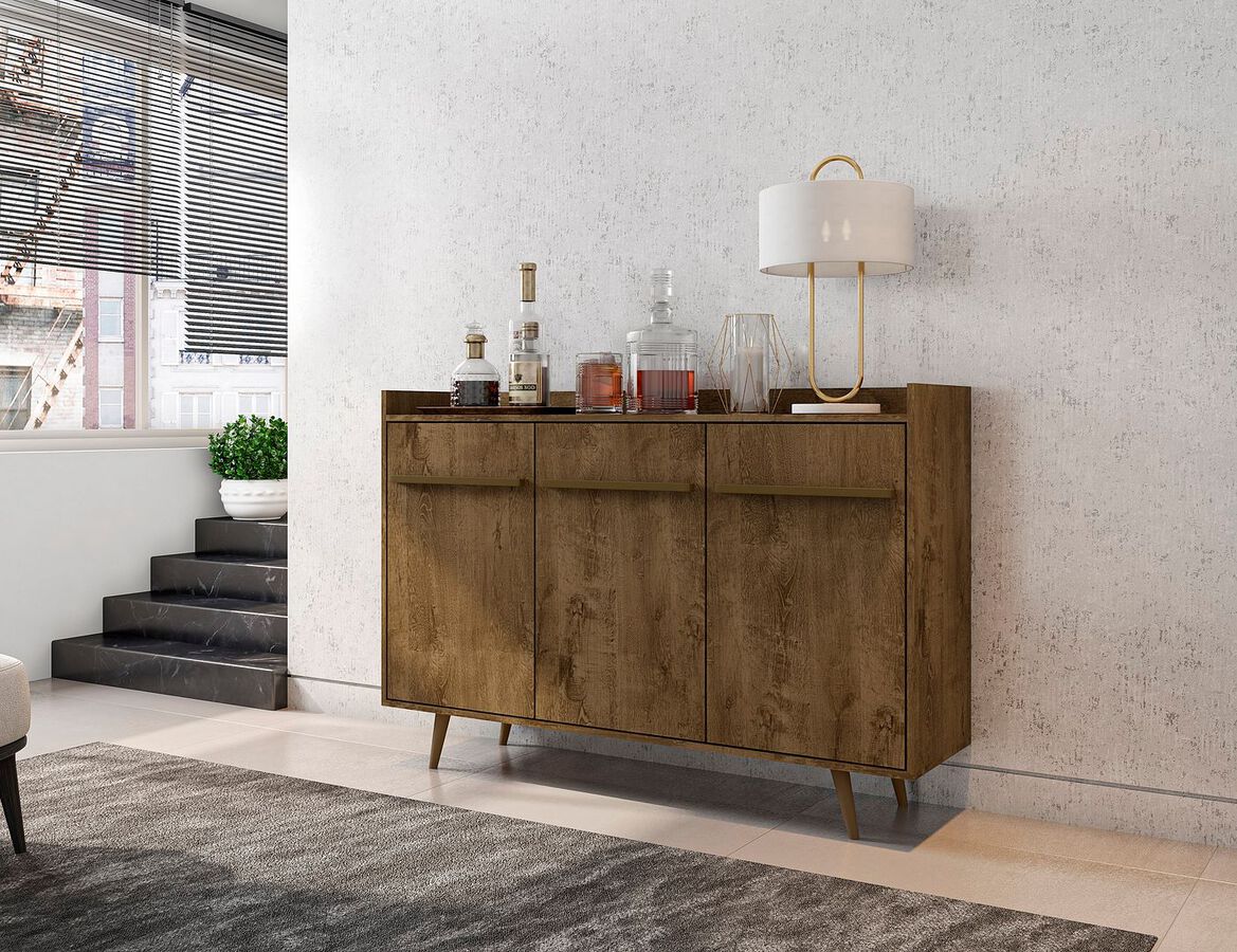 Manhattan Comfort Buffets & Sideboards - Bradley Buffet 53.54 Stand with 4 Shelves Rustic Brown