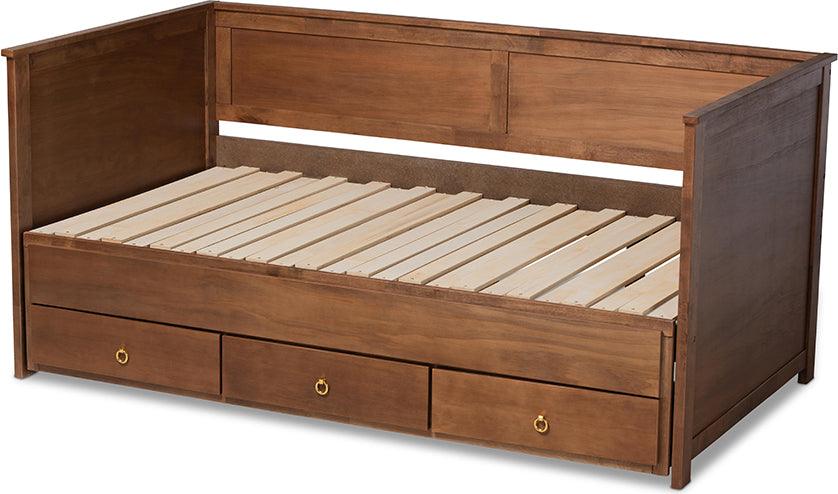 Wholesale Interiors Daybeds - Thomas Walnut Brown Finished Wood Expandable Twin Size To King Size Daybed With Storage Drawers