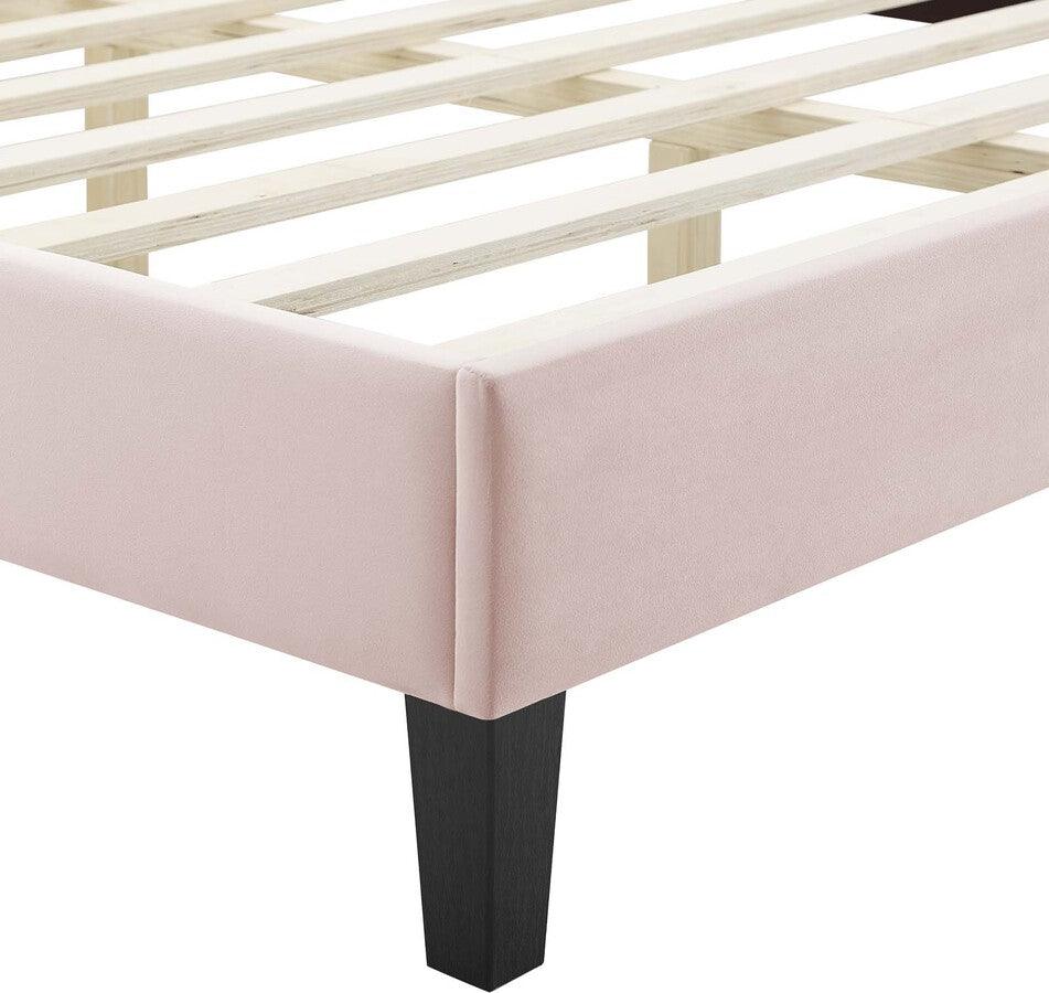 Modway Beds - Phillipa Performance Velvet Full Platform Bed Pink